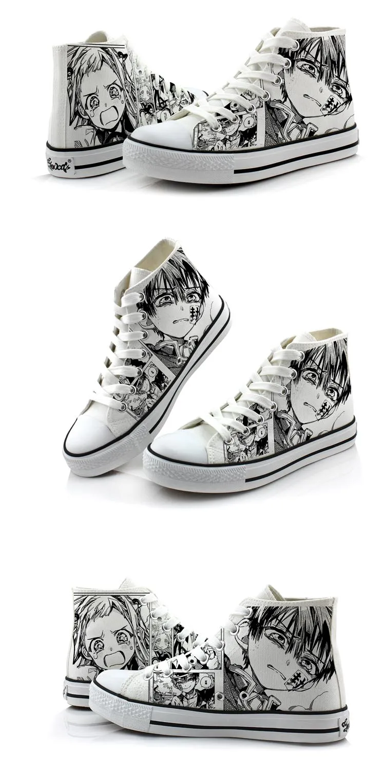 Unisex Anime Toilet-Bound Hanako-kun plimsolls canvas shoes Yugi Amane Nene Yashiro rope soled shoes hand-painted duck Shoes