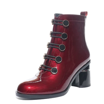 

Genuine Leather Women high heels Ankle Boots Dancing Shoes Woman Big Size rouned Heels Winter Sexy Short Boots size 41 42