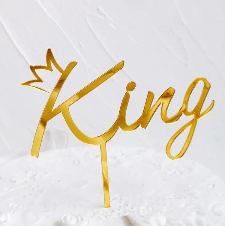 Корона король и королева торт акриловое украшение письмо Золотой торт украшение в виде флага юбилей день рождения украшения свадьбы Suppllier