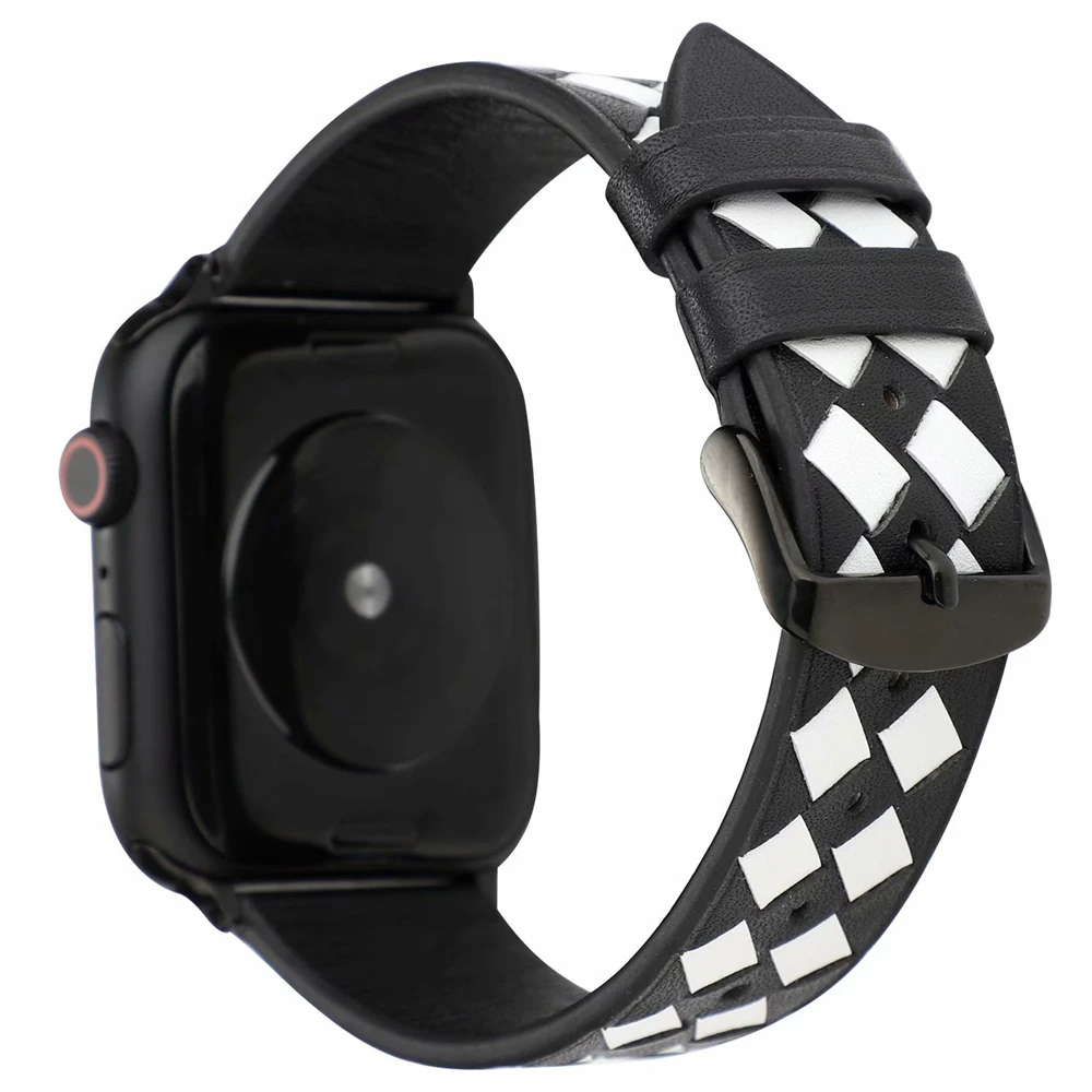 Кожаный браслет совместимый с Apple Watch 4 5 38 мм 40 42 44 для iWatch ремешок серии 3 2 1