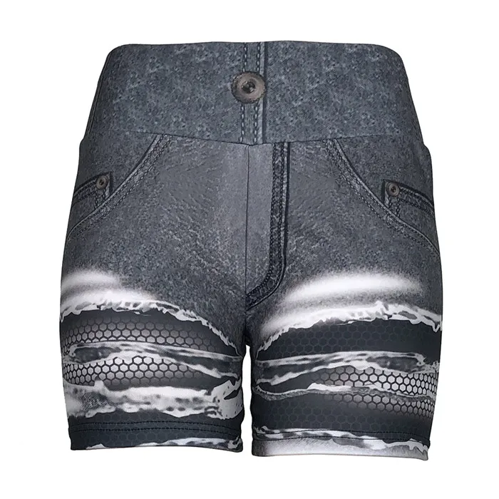 Design 2 Blue Grey Wipalo размера плюс модные короткие женские шорты с 3D принтом джинсовые шорты с высокой талией женские летние прямые шорты - Цвет: Design 2 Blue Grey