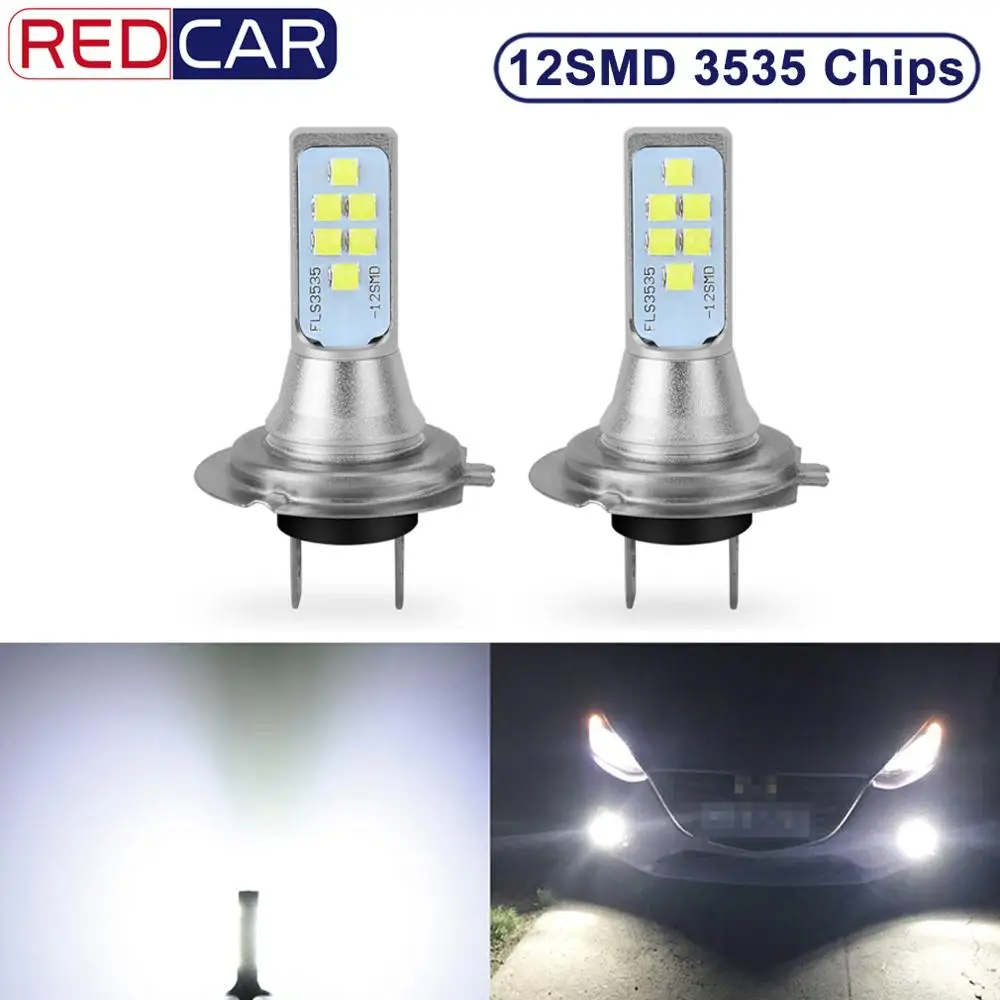 2 шт. H7 светодиодный лампочка 12В 3535SMD Противотуманные фары автомобиля 12V 24V супер яркий 1400LM 6000K белая дневные ходовые лампы авто светодиодный H7 лампы