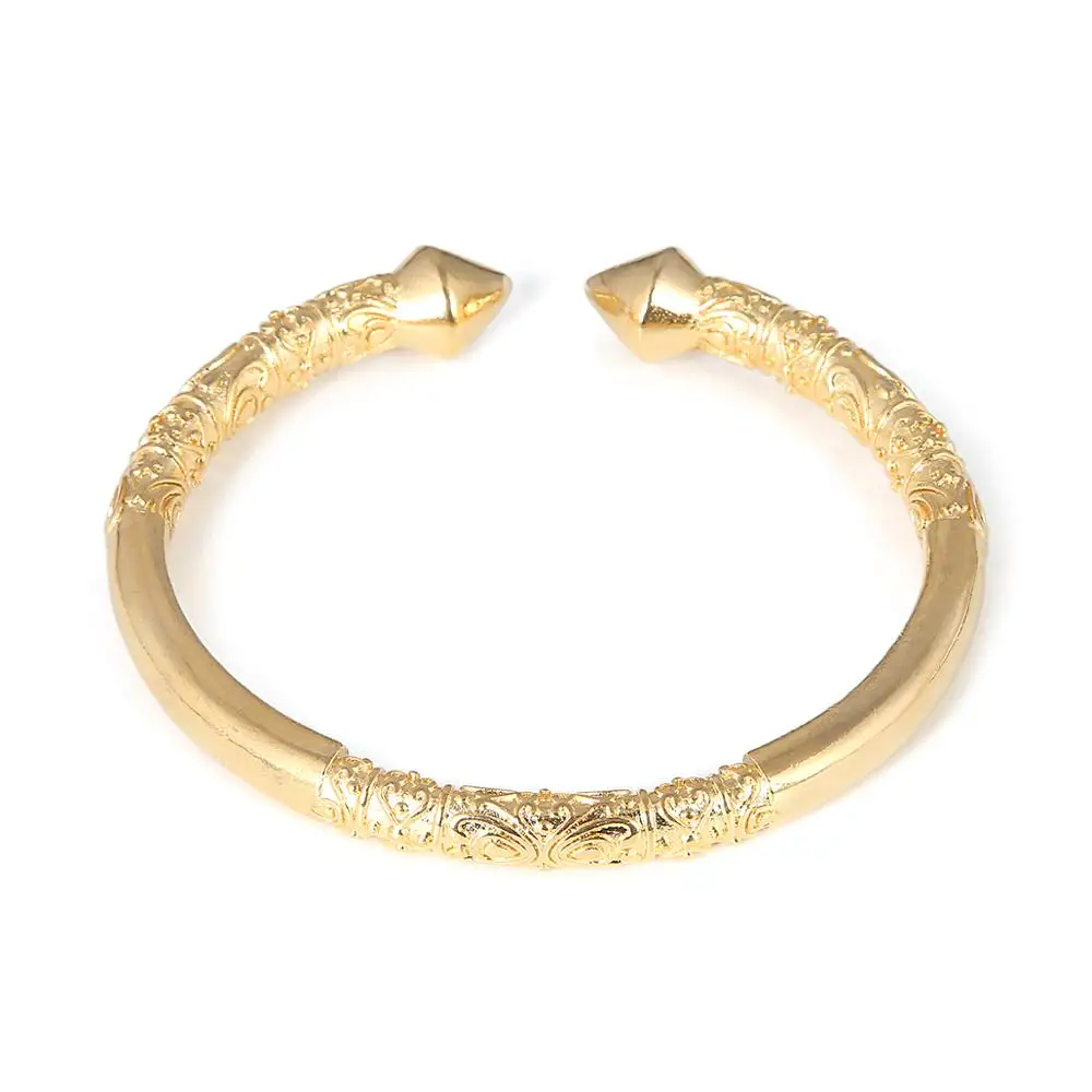 Gold Color African Cuff Engraved Embossing Bangles Trendy Women Men Bangles Jewelry 5