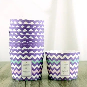 

50Pc Purple Striped Muffin Cupcake Paper Cup Oilproof Cupcake Wrapper Liner Baking Cup Wedding Party Caissettes Fondant Cake Cup