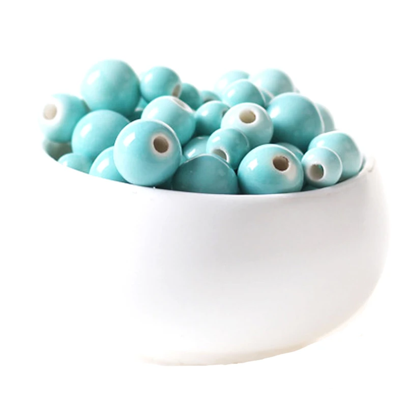 6mm 8mm 10mm/50PCS Ceramic Round Beads Fit DIY/handmade sky blue Loose Hole Bead for Necklace Bracelet Jewelry Making | Украшения и