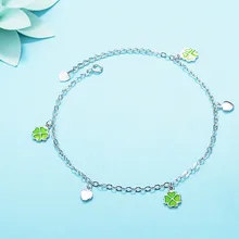 DDB серебряные японские корейские зеленые листья клевера сердце аксессуары определенной формы ножной браслет S925 прекрасные серебряные аксессуары