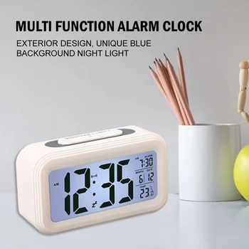 

Large LCD Display Snooze Alarm Clocks Electronic Kids Desktop Table LED Digital Clock with Calendar for Home Office