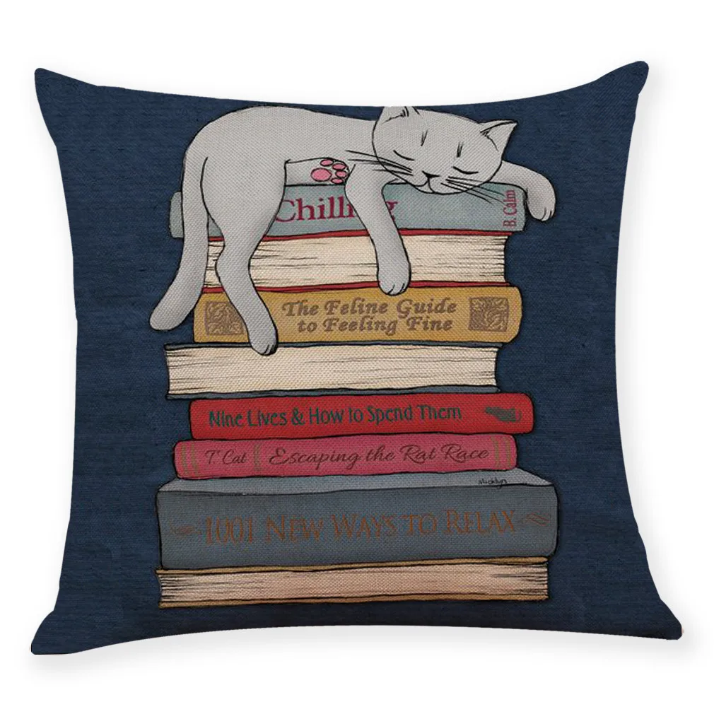 Multicolor С милым рисунком кота, книга из хлопка и льна квадратная Подушка Чехол кровать талии подушка чехол с рисунком кота из мультфильма, домашние декоративные лидер продаж; Новинка - Цвет: Multicolor