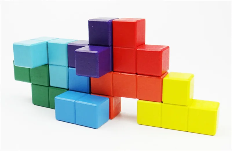 Детские игрушки Tetris волшебный куб многоцветная 3D деревянная головоломка Танграм образовательный мозговой тизер игра IQ тестер детские подарки ZXH