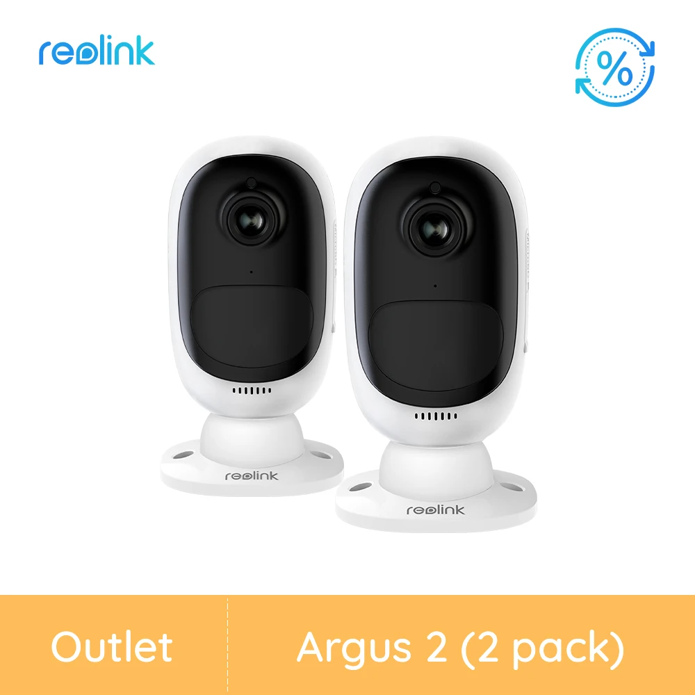 [Refurbished Camera 2 Pack] Reolink IP Camera Battery Powered 1080P Full HD Outdoor Indoor Security Camera Argus 2