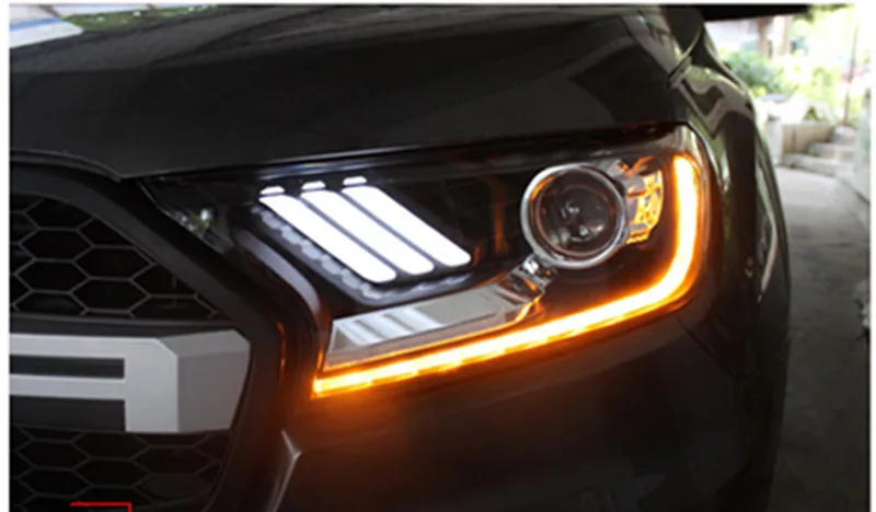 VLAND Автомобиль Стайлинг фара дальнего света для Mustang головной свет с светодиодный движущийся сигнал+ DRL+ plug and play