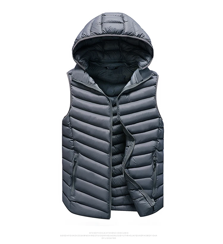 New Vest Men Winter Brand Warm Fashion Casual Work Vest Waistcoat Hooded Zipper Solid Sleeveless Jacket Stylish Coats K226