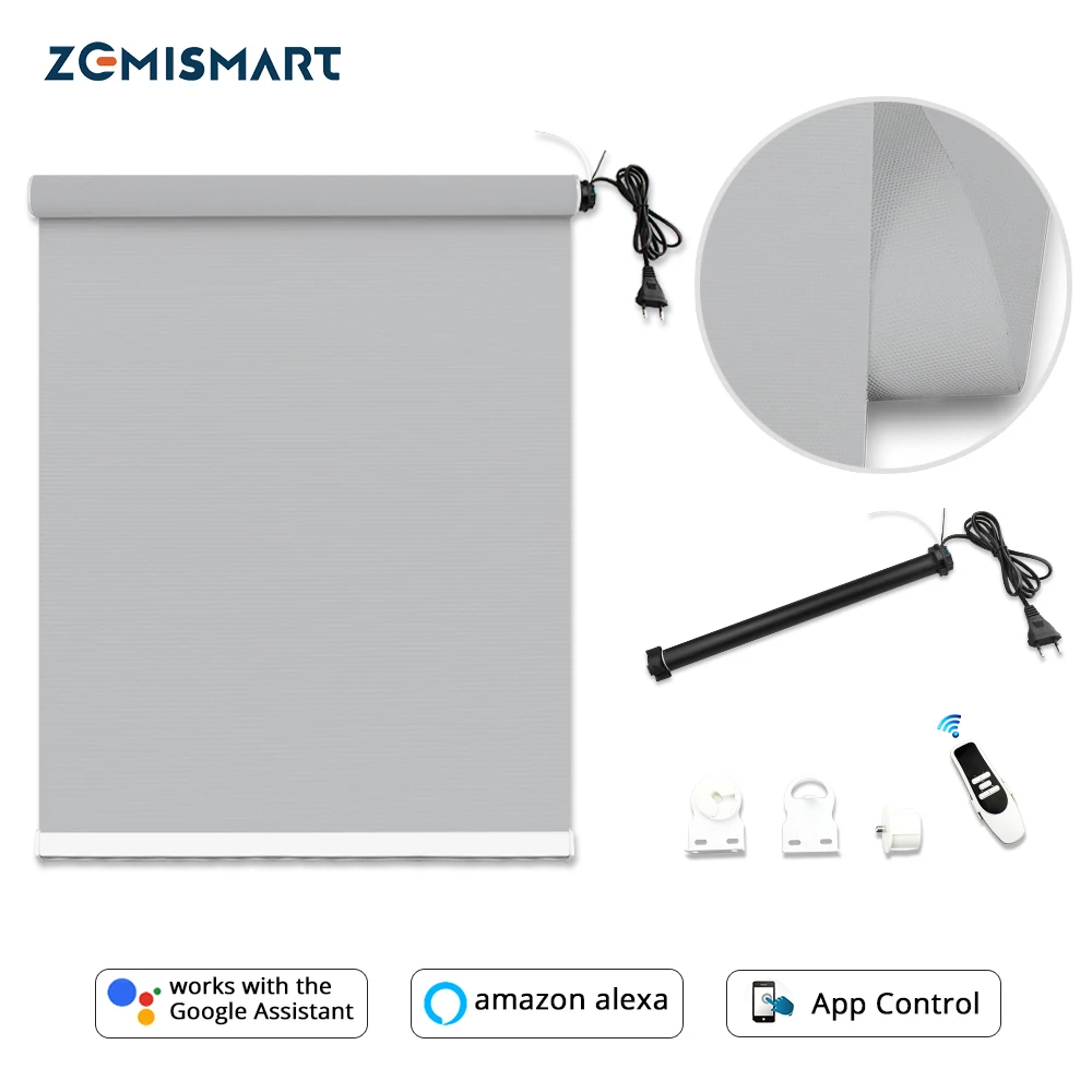 

Zemismart Automatic Roller Shutter Tubular Motor with Full Blackout Curtain Fabric Tracket Tuya Alexa Google Home Control