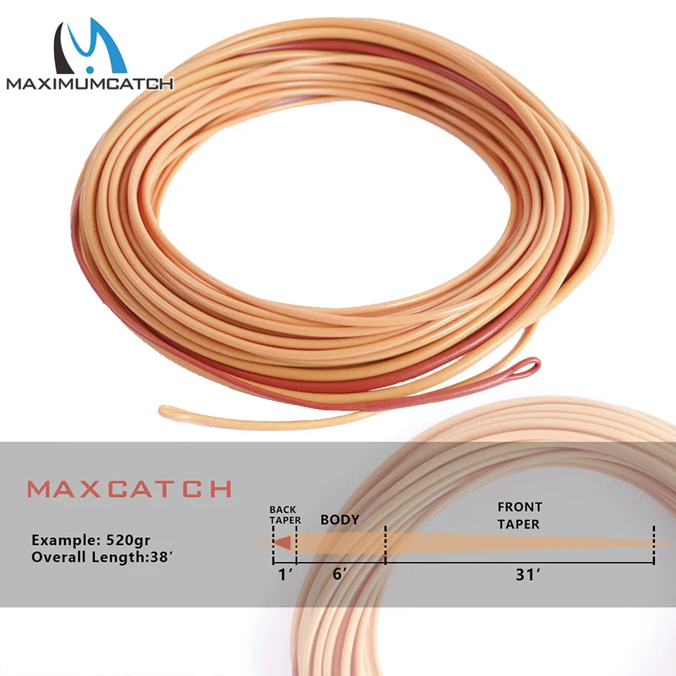 

Maximumcatch Scandi Shooting Head Fly Fishing Line with 2 Welded Loops 36-39FT 440-580gr Scandinavia Floating Fly Line