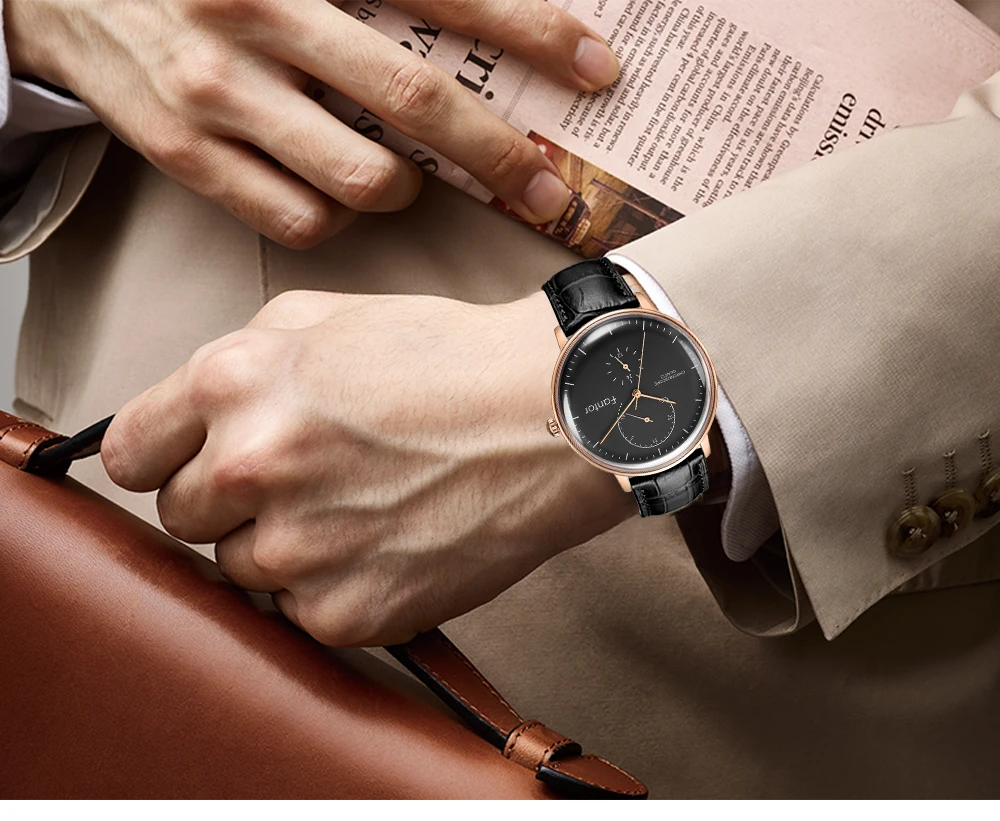 Fantor мужские топ брендовые Роскошные повседневные деловые часы из натуральной кожи водонепроницаемые кварцевые наручные часы с хронографом для мужчин