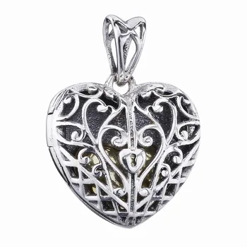 

New 925 Sterling Silver Bead Charm Vintage Love Heart Lock Locket With Crystal Pendant Beads Fit Bracelet Diy Jewelry