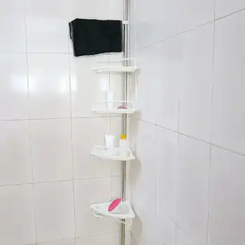 

4 Tier Telescopic Bathroom Corner Shelf Rack Shower Caddy Storage Bath Accessory