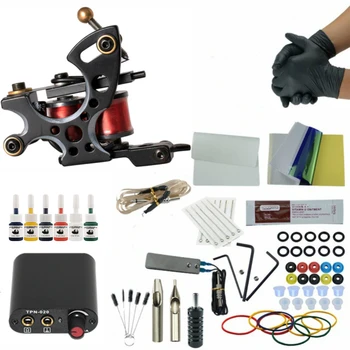 

Tattoo Machine Set Completed Tattoo Kit Professional Rotary Needle Body Art Tool Set 6 Colors Inks Power Supply Tattoo Accessory