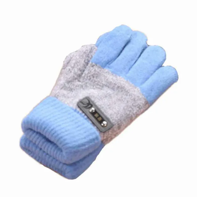 Sky Blue Детские зимние перчатки из хлопка, Утепленные зимние теплые перчатки для маленьких девочек и мальчиков, зимние шерстяные перчатки с толстыми пальцами - Цвет: Sky Blue