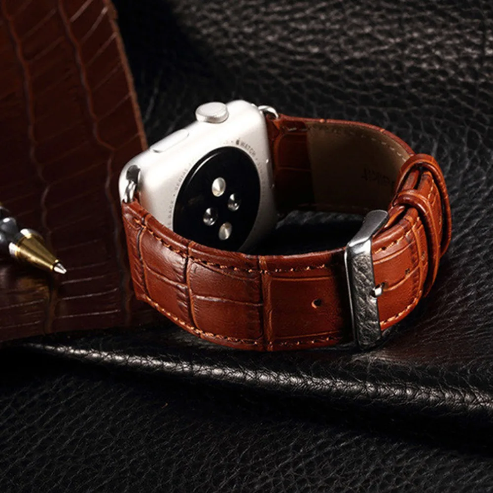 Хохлатый кожаный ремешок для Apple Watch 42 мм 44 мм correa iwatch series 5 4 3 2 1 40 мм/38 мм бамбуковый браслет на запястье