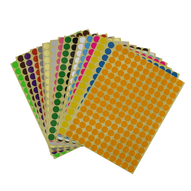 Blank Round Dot Stickers Sheet Self Adhesive Paper Label DIY Tags 6mm 8mm 10mm 13mm 16mm Pink Red Gold Black White Yellow label sticker
