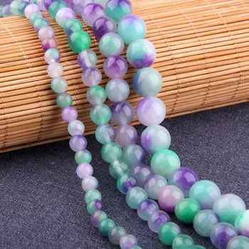 

Multi Color Natural Gem Stone Chalcedony Jad 15.5" 6 mm 8 mm 10 mm Polished Flourite Round Beads For DIY Making Women Bracelets