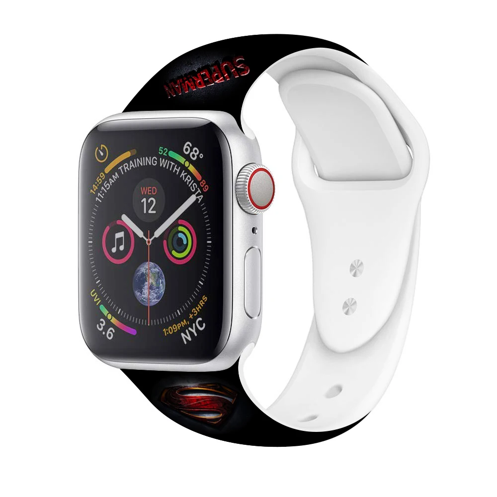 Рождественский подарок, ремешок для Apple watch 5, 4, 3, 2, 1, полосы 40 мм, 44 мм, силиконовый ремешок с цветочным принтом для iWatch Series 5, 4, 3, 2, 38 мм, 42 мм