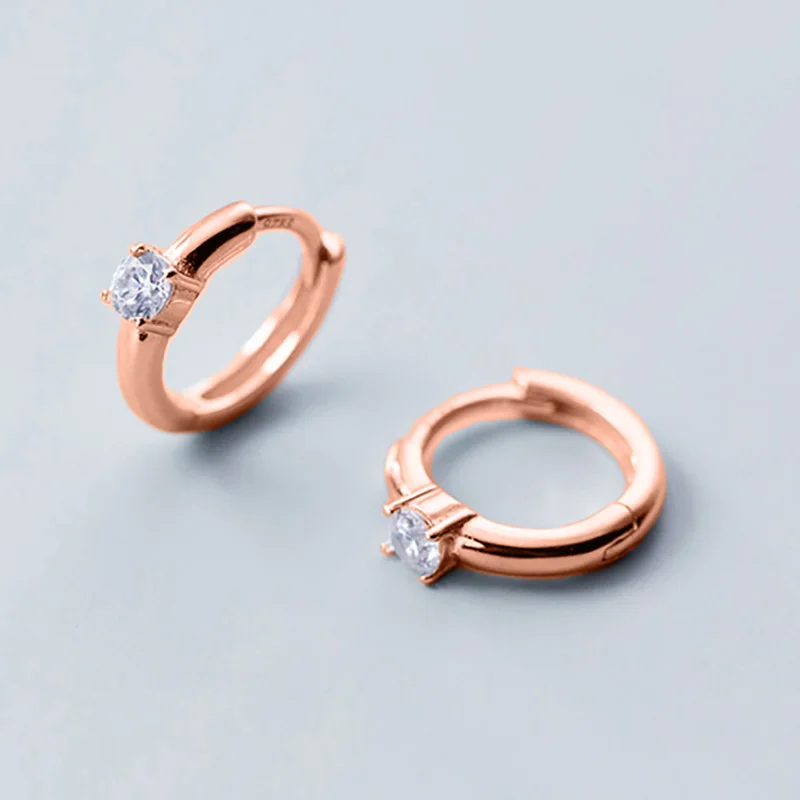 Rose Trusta, 925 пробы, серебряные, ослепительные, CZ, геометрические, для ушей, на застежке, серьги для женщин, девушек, Сережки для пирсинга, ювелирное изделие, подарок DS2431 - Окраска металла: Rose