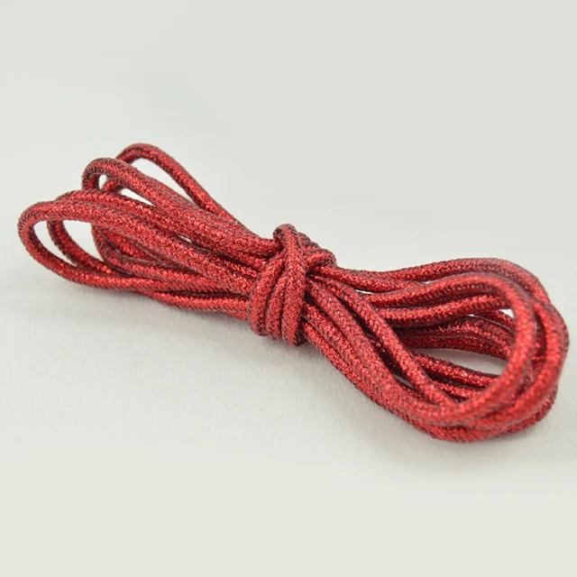 1 Pair Fashion Gold Silver Silk Glitter Reflective Shoelaces For Sneakers Casual Round Pearl White Colored Shoe Strings Cordones Red