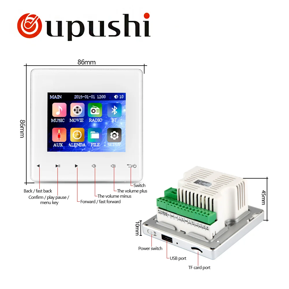 OUPUSHI B3 колонки для ванной комнаты стерео настенный аудио усилитель с пультом дистанционного управления для умного дома стерео умный дом