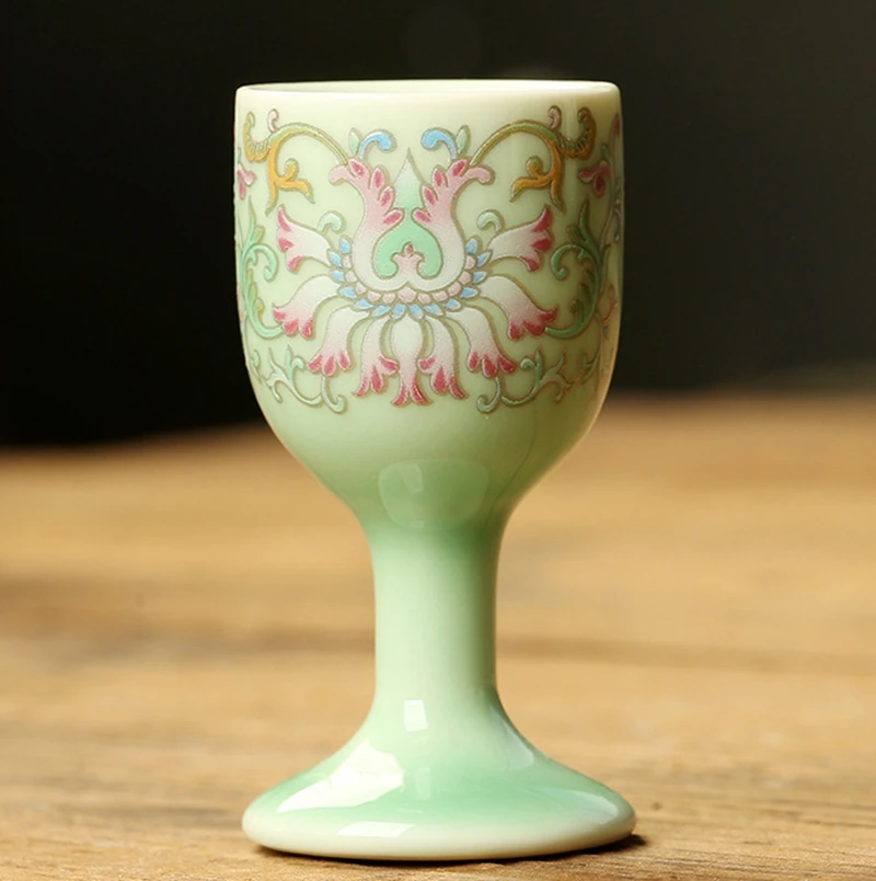 4pcs Retro Style Ceramic Liquor Cup Wine Set Small Liquor Cup for