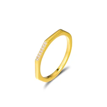 

Clear CZ Multifaceted Rings 2019 Golden Shine Jewelry Simple Design Rings for Women Crystal Stackable Girl Ring Jewelry Findings