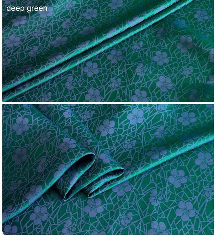 deep green Натуральный белый шелк хлопок Жаккардовая Ткань Свадьба 100 см* 114 см - Цвет: deep green