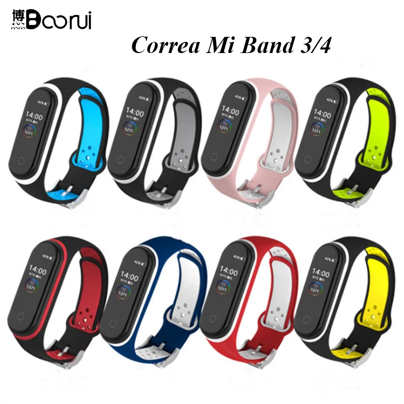 BOORUI mi Band 4 ремешок с металлической пряжкой силиконовый ремешок Замена для Xiaomi mi Band 3 4 Pulsera аксессуары