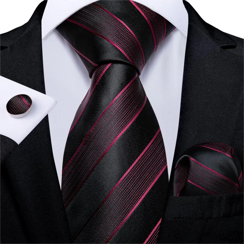 Модный мужской галстук зеленый Золотой Полосатый Шелковый Свадебный галстук для мужчин Hanky запонки подарочный галстук набор DiBanGu дизайн бизнес MJ-7301 - Цвет: MJ-7237