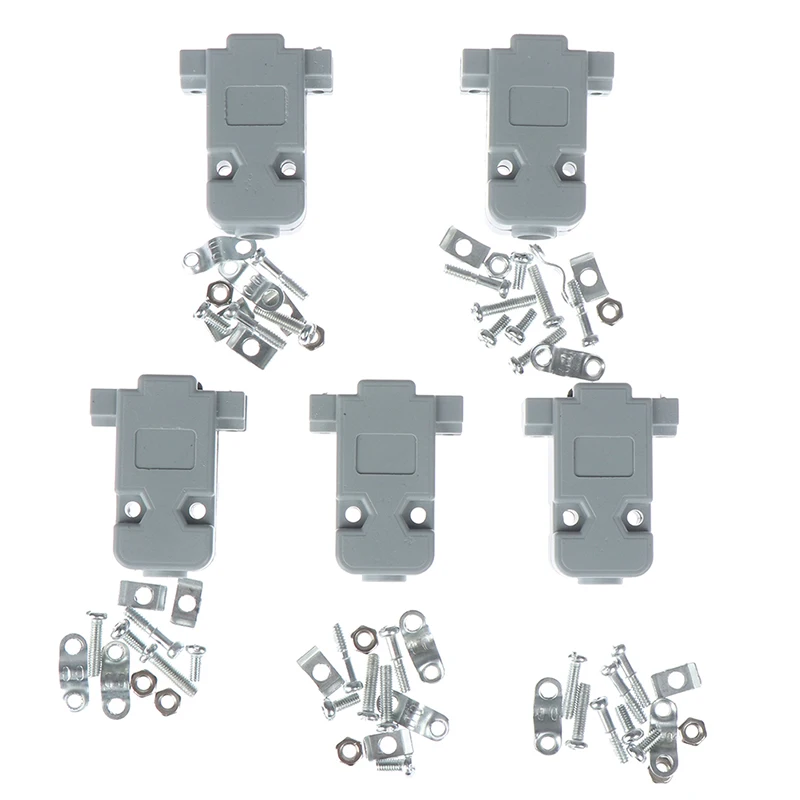 

High Quality 5 Sets Connector Serial DB9 & Grey Hood DB9 Plastic Shell With Screws