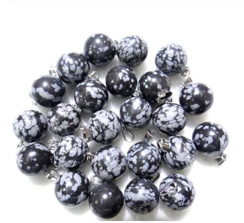 

Оптовая продажа Высокое качество 50 шт натуральный камень круглый шар снежинка обсидиан кулон для DIY ювелирных изделий ожерелье аксессуары