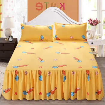 

Romantic Bed Skirt Non-slip Fitted Sheet Cover Bedspread Bed Sheet Wedding Decoration Bed Cover ( No Include Pillowcase ) F0012