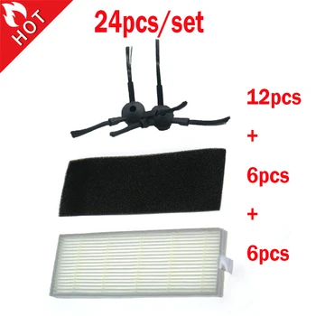 

24pcs/set 12PCS Brush +6PCS Filters +6PCS Sponge for ILIFE A4 Cleaning Robot Replacement for chuwi ilife A4 Vacuum Cleaner