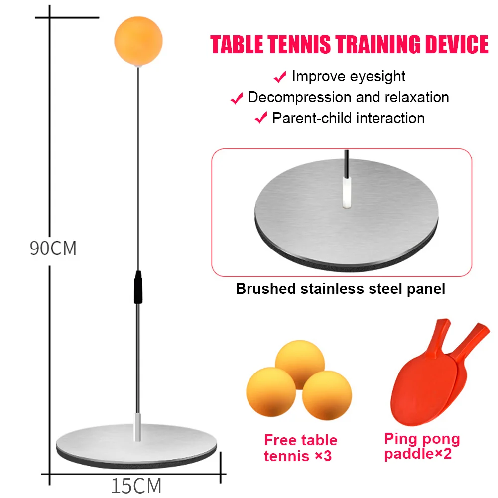 Table Tennis Trainer Elastic Shaft Ping Pong Self Training Robot Wood Paddle 