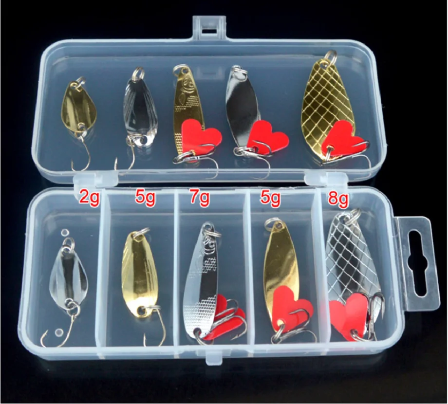 10pcs/lot Spinner Bait Spoon Lures Metal Fishing Lure Set