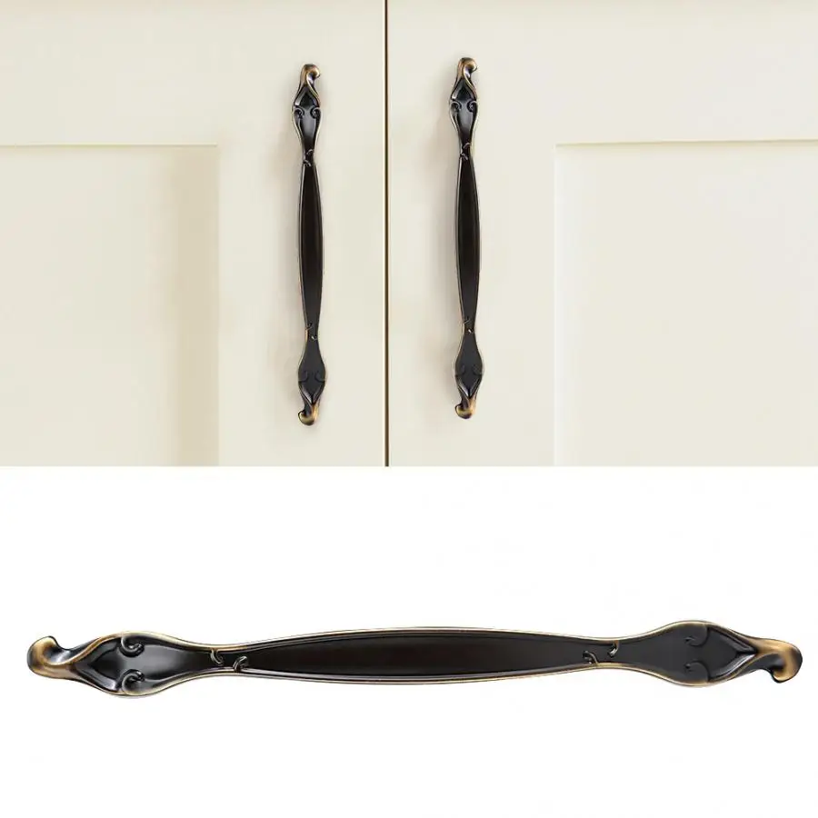 Винтаж дверь с двухтактными ручками тонкой Медь Арка ручка для шкаф ящик комод