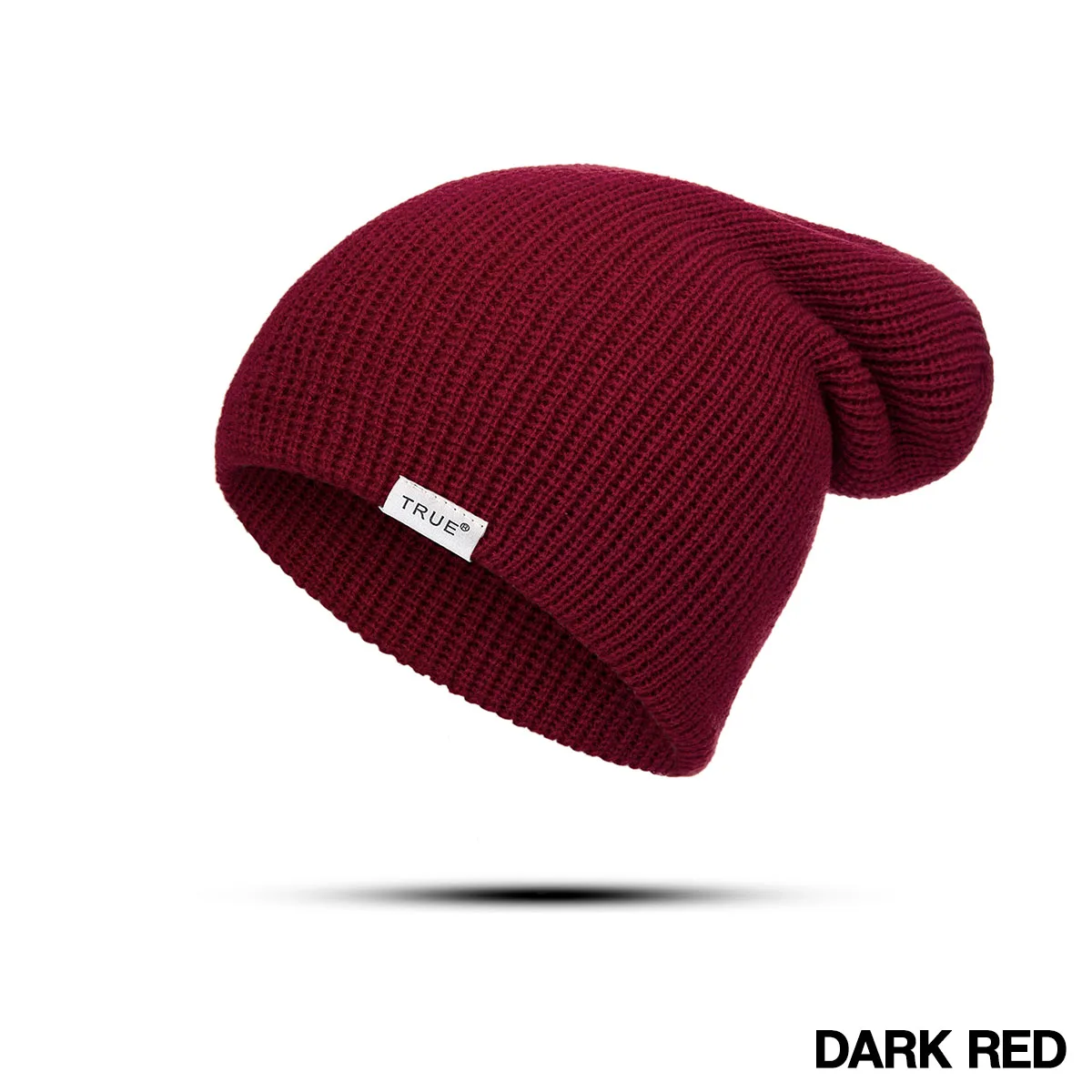Повседневная Вязаная Шапка-бини для мужчин, модная женская вязаная зимняя шапка, одноцветная шапка в стиле хип-хоп с буквами - Цвет: dark red