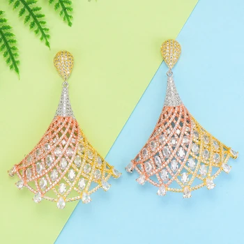 

SisCathy 2019 New Charms Women Drop Earrings Luxury Full CZ Cubic Zirconia Big Statement Earrings For Women Ear Fashion Jewelry