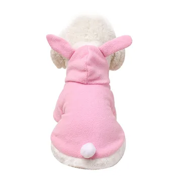 

Pet Cat Clothes Costume Cute Rabbit Ears Hooded Coat Cat Puppy Fleece Warm Pet Outfit --M25