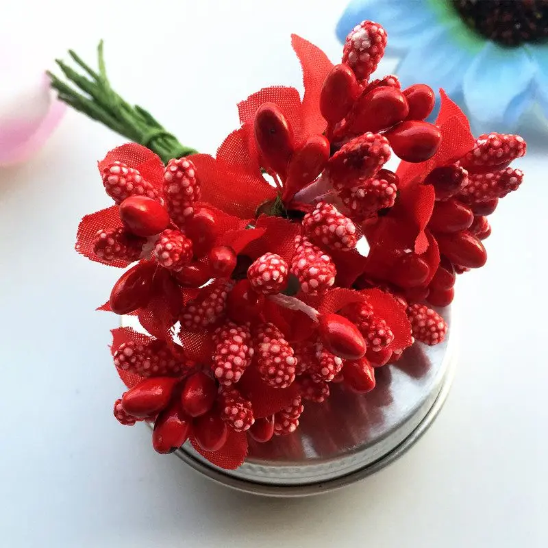 WedFavor 120 шт. мини цветочные тычинки искусственные фрукты Пип ягоды бутон для