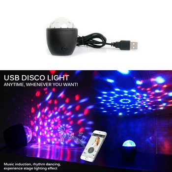 

USB Mini Disco Stage Lights Led Xmas Party DJ Karaoke Car Decor Lamp Cellphone Music Control Crystal Magic Ball Colorful Light