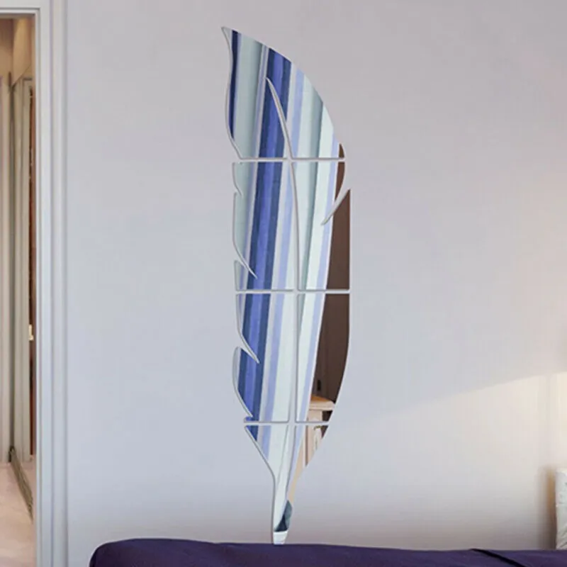18*73 см DIY современный Плюм стиль перо декоративные зеркальные настенные наклейки для украшения комнаты