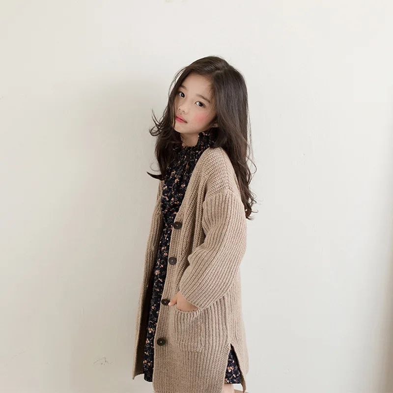 girl knit jackets Детская одежда, вязаное пальто для девочек 11, 12 лет, длинная трикотажная одежда для девочек-подростков, осенняя верхняя одежда для маленьких девочек, зимние куртки для девочек - Цвет: girl knit jackets