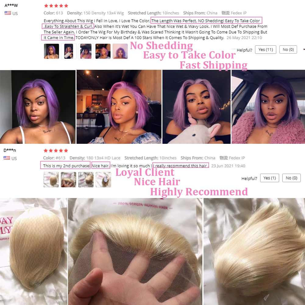 613 Blonde Bob Wig 13x4 HD Lace Front Wig Brazilian Bone Straight Lace Front Human Hair Wigs For Women HD Transparent Lace Wig